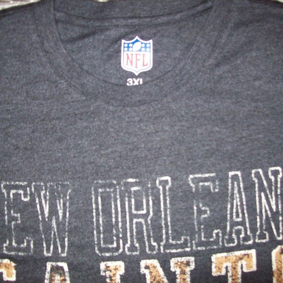 New Orleans Saints Men's 3X T-Shirt w Faded Screened Logo & Lettering DARK GRAY - Picture 5 of 6